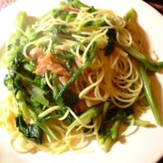 レアな野菜？　のらぼう菜のパスタ